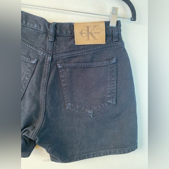 Vintage Calvin Klein Black Mom Shorts High Waisted Button Fly Denim Size 9 (29W) - Picture 6 of 14